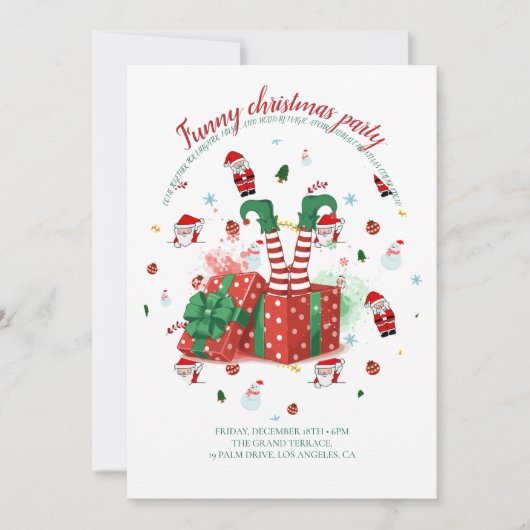 Funny Christmas Party Invitation Dankeskarte (Vorderseite)