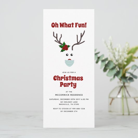 Funny Christmas Party Rentier Einladung (Stehend Vorderseite)