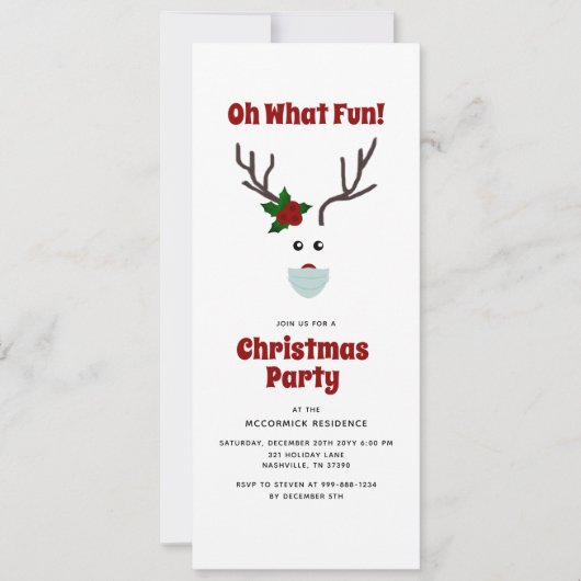 Funny Christmas Party Rentier Einladung (Vorderseite)