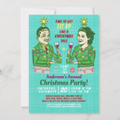 Funny Christmas Party Retro Erwachsene trinken Lit Einladung (Vorderseite)