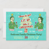 Funny Christmas Party Retro Erwachsene trinken Url Einladung (Vorderseite)