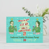 Funny Christmas Party Retro Erwachsene trinken Url Einladung (Stehend Vorderseite)