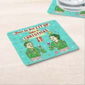 Funny Christmas Party Retro Erwachsene trinken Url Rechteckiger Pappuntersetzer (angewinkelt)
