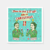 Funny Christmas Party Retro Erwachsene trinken Url Serviette (Vorderseite)