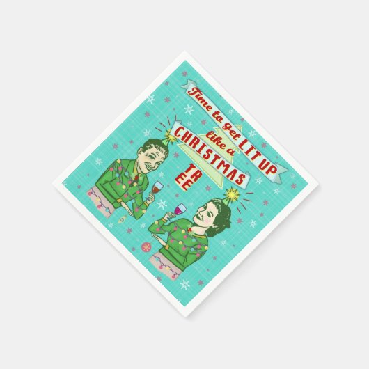 Funny Christmas Party Retro Erwachsene trinken Url Serviette (Ecke)