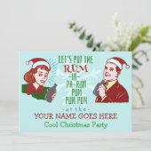 Funny Christmas Party Retro Rum Adult Holiday v2 Einladung (Stehend Vorderseite)