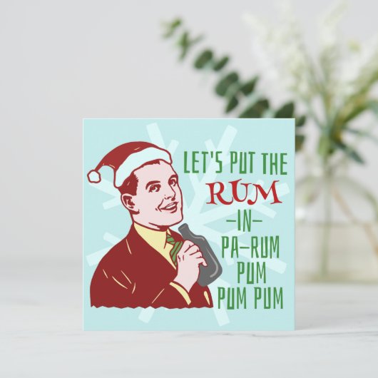 Funny Christmas Party Retro Rum Erwachsenenurlaub Einladung (Stehend Vorderseite)