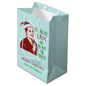 Funny Christmas Party Retro Rum Erwachsenenurlaub Mittlere Geschenktüte (Vorderseite Schrägansicht)
