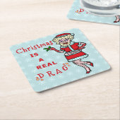 Funny Christmas Party Santa Claus Drag Bah Humbug Rechteckiger Pappuntersetzer (angewinkelt)