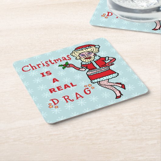 Funny Christmas Party Santa Claus Drag Bah Humbug Rechteckiger Pappuntersetzer (angewinkelt)
