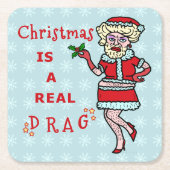 Funny Christmas Party Santa Claus Drag Bah Humbug Rechteckiger Pappuntersetzer (Vorderseite)