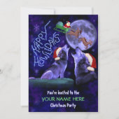 Funny Christmas Party Ugly Sweater Wolf Puff Einladung (Vorderseite)