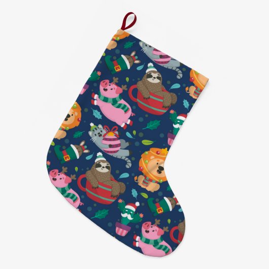 Funny Christmas Pattern Großer Weihnachtsstrumpf (Vorderansicht (hängend))
