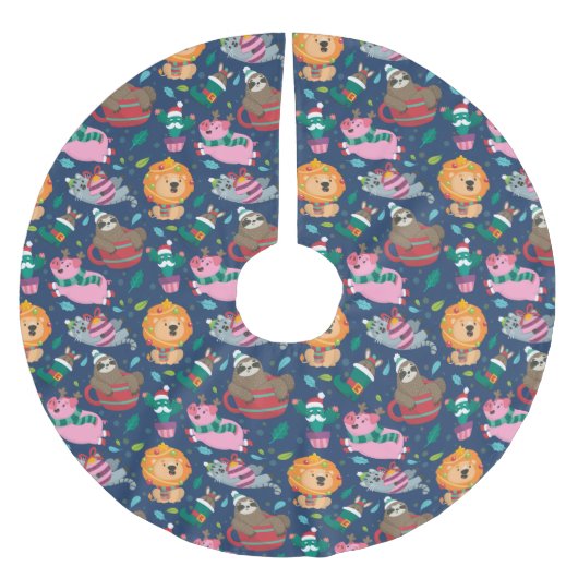 Funny Christmas Pattern Polyester Weihnachtsbaumdecke (Vorderseite)