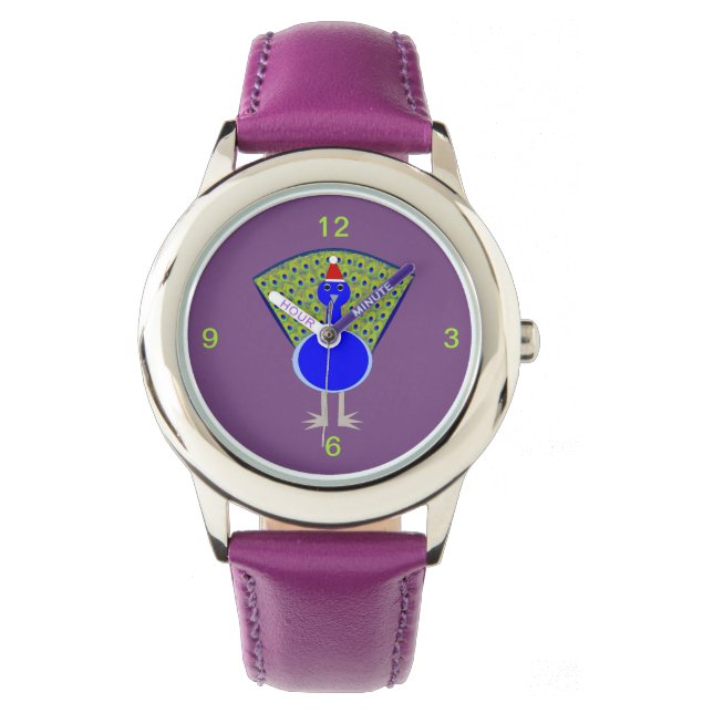 Funny Christmas Peacock Armbanduhr (Vorderseite)
