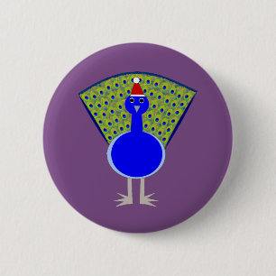 Funny Christmas Peacock Button