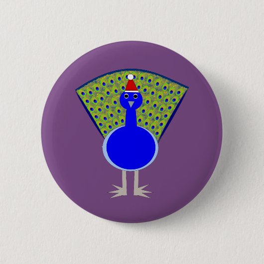 Funny Christmas Peacock Button (Vorderseite)
