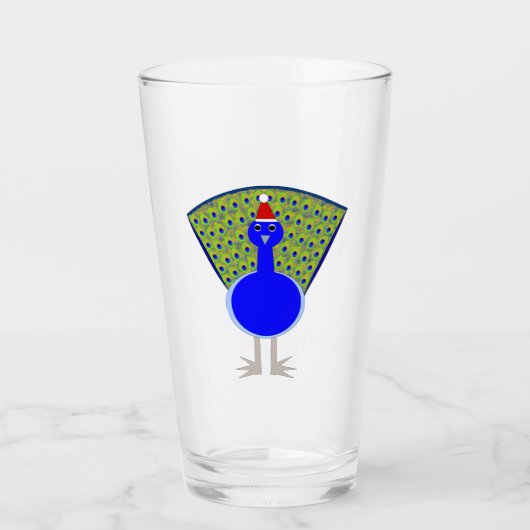 Funny Christmas Peacock Glas (Vorderseite)