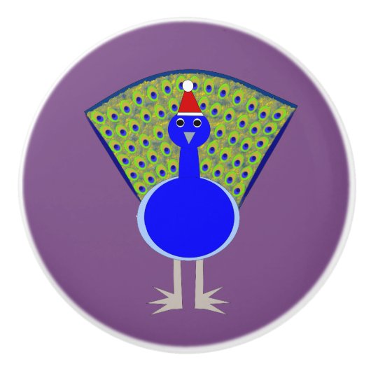 Funny Christmas Peacock Keramikknauf (Vorderseite)