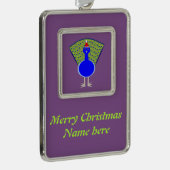 Funny Christmas Peacock Rahmen-Ornament Silber (Rechts)