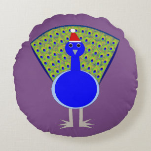 Funny Christmas Peacock Rundes Kissen