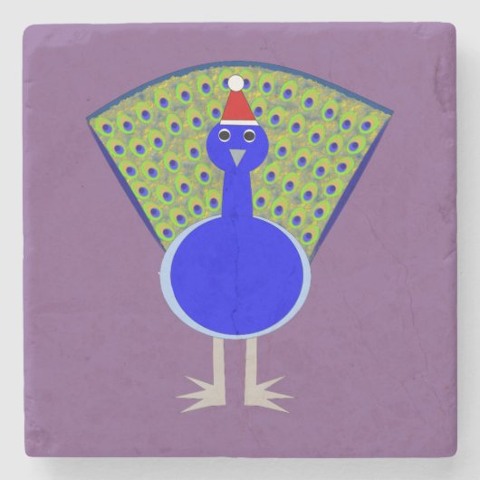 Funny Christmas Peacock Steinuntersetzer (Vorderseite)