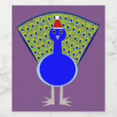 Funny Christmas Peacock Weinetikett (Einzelnes Label)