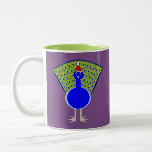 Funny Christmas Peacock Zweifarbige Tasse