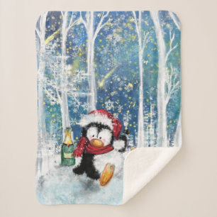 Funny Christmas Penguin Baby Sherpa Blanket Sherpadecke