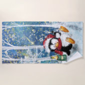 Funny Christmas Penguin Beach Handtuch (Vorderseite)