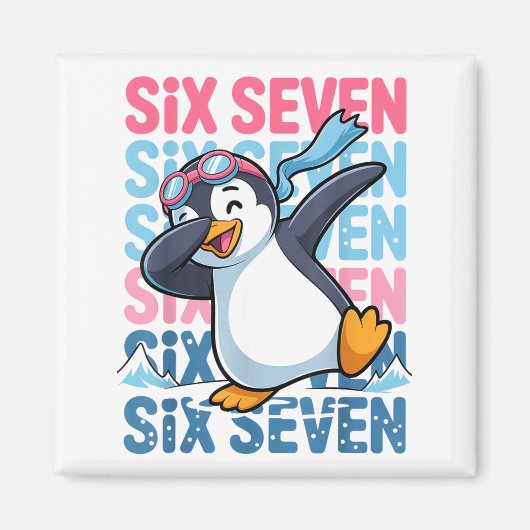 Funny Christmas Penguin Dabbing Xmas Dab Six Seven Magnet (Vorne)