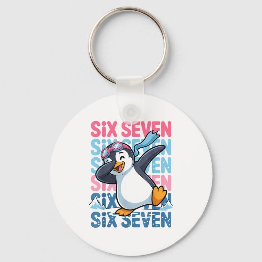 Funny Christmas Penguin Dabbing Xmas Dab Six Seven Schlüsselanhänger (Vorderseite)