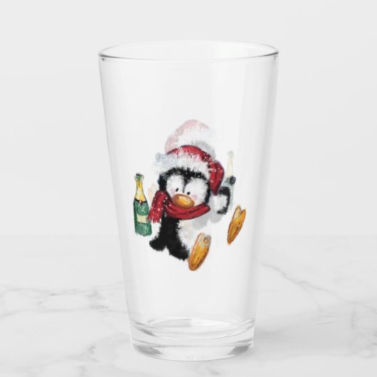 Funny Christmas Penguin Glass Glas (Rückseite)