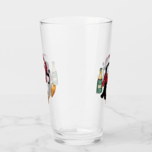 Funny Christmas Penguin Glass Glas (Rechts)