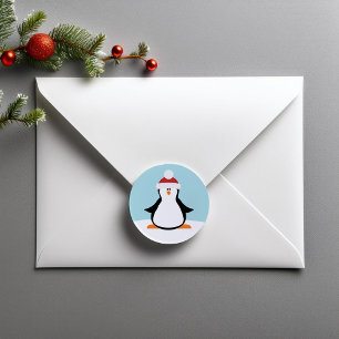 Funny Christmas Penguin Runder Aufkleber