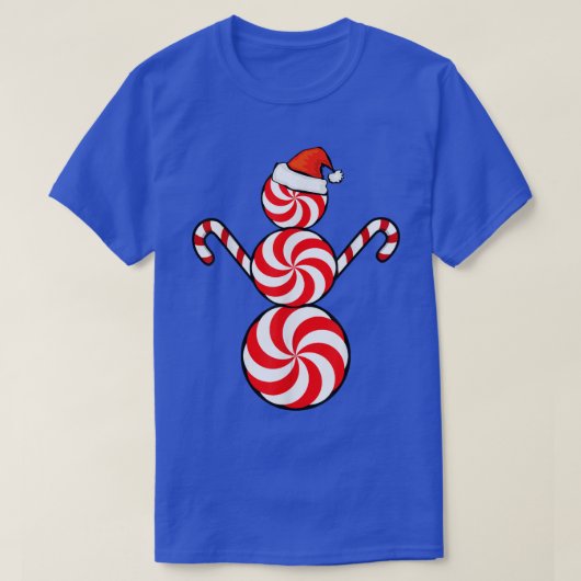 Funny Christmas Peppermint Candy Snowman T-Shirt (Design vorne)