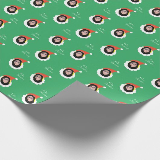 Funny Christmas Personalisiertes Foto Gesicht Span Geschenkpapier (Ecke)