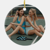 Funny Christmas Pickleball Gnomes, Ihr Foto Text Keramik Ornament (Hinten)