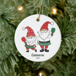 Funny Christmas Pickleball Gnomes, Ihr Foto Text Keramik Ornament