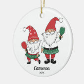 Funny Christmas Pickleball Gnomes, Ihr Foto Text Keramik Ornament (Links)
