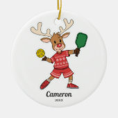 Funny Christmas Pickleball Reindeer, Custom Foto Keramik Ornament (Vorne)
