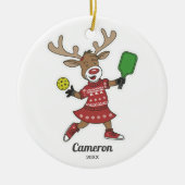 Funny Christmas Pickleball Reindeer, Custom Foto Keramik Ornament (Vorne)