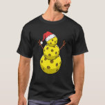 Funny Christmas Pickleball Snowman Pickleball Play T-Shirt<br><div class="desc">Christmas snowman design that shows a christmas pickleball snowman. Perfect for friends or family members who love dancing snowman,  hanging out with their snowman squad or making Christmas tree from snowman figurines. Great for snowman girl or boy.</div>