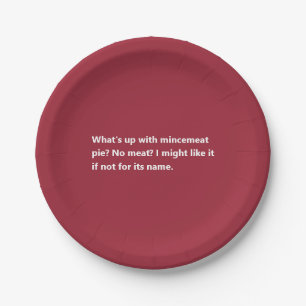 Funny Christmas Pie Gedicht Minimaler Burgund Pappteller