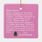 Funny Christmas Pink Liebe Weihnachtsbrief Keramikornament (Rückseite)