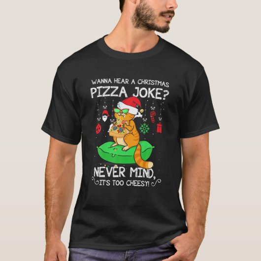 Funny Christmas Pizza Cat Weihnachtsmannmütze Xmas T-Shirt (Vorderseite)