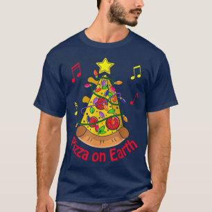Funny Christmas Pizza Pub Weltfrieden Holiday T-Shirt