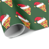 Funny Christmas Pizza Scheiben in Weihnachtsmannmü Geschenkpapier (Rolleneckpunkt)