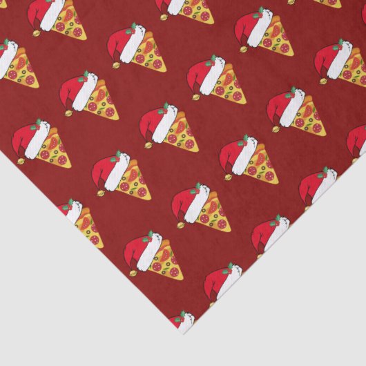 Funny Christmas Pizza Slices in Weihnachtsmannmütz Seidenpapier (Detail)