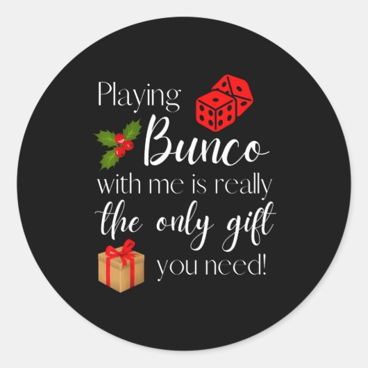 Funny Christmas Playing Bunco With Me Is Gift Bunc Runder Aufkleber (Vorderseite)